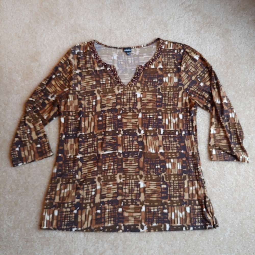 Rafaella super soft brown 3/4 sleeve blouse